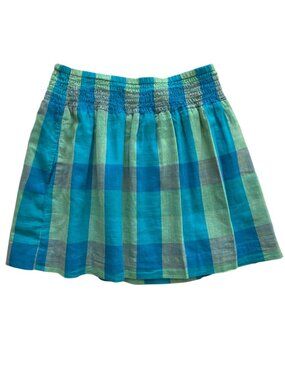 AEROPOSTALE GIRLS' BLUE/GREEN PLAID SKIRT. SIZE XS